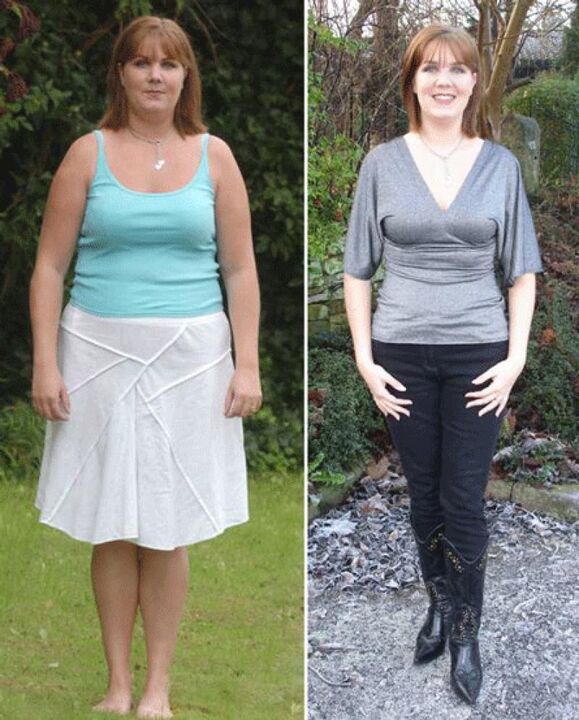 Muller antes e despois de perder peso cunha dieta de kefir